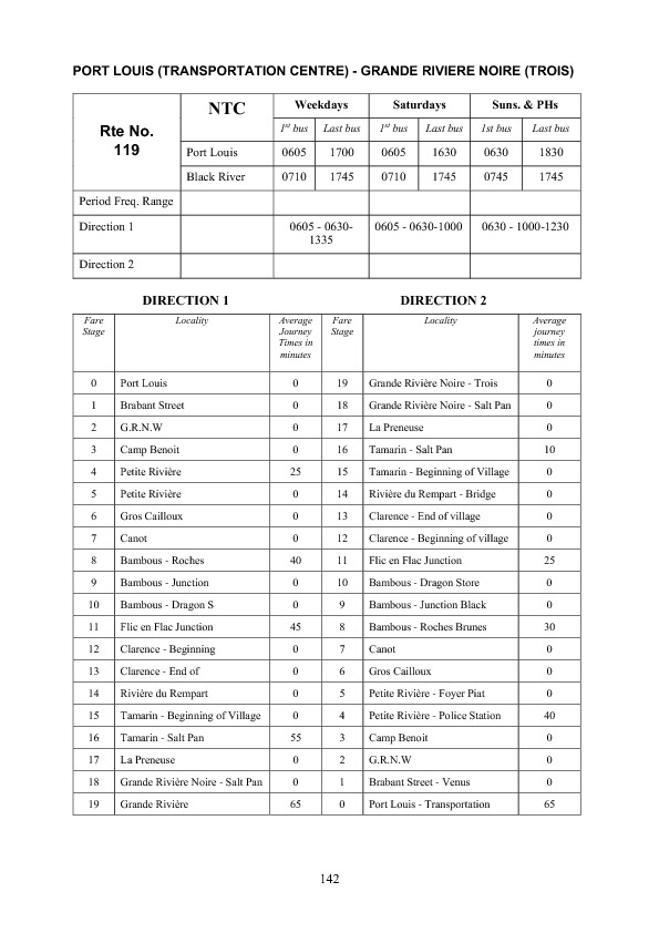 official schedule route 119