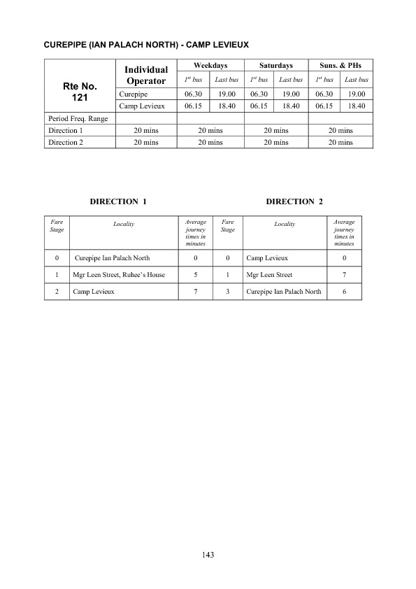 official schedule route 121