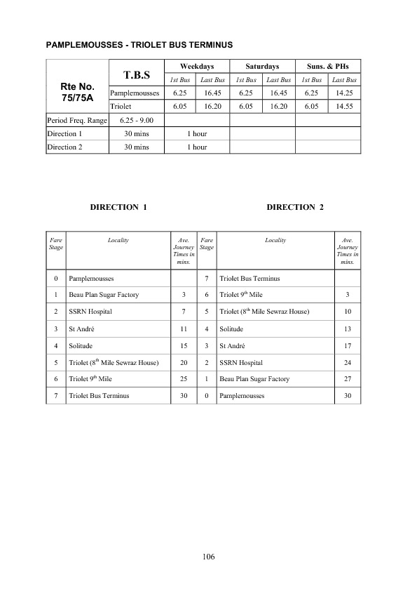 official schedule route 75/75A