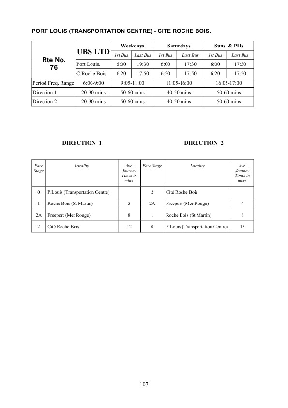 official schedule route 76