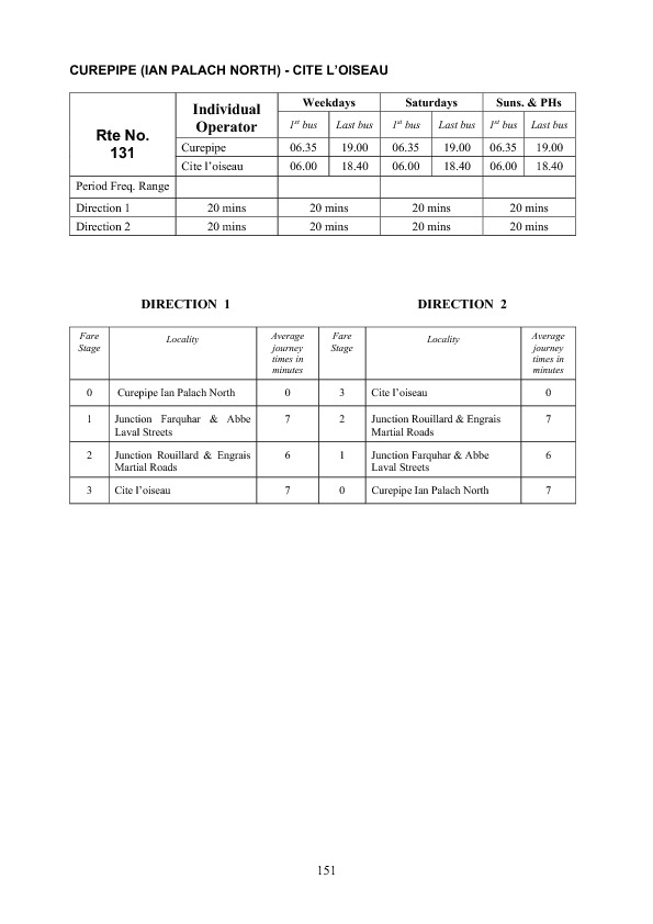 official schedule route 131