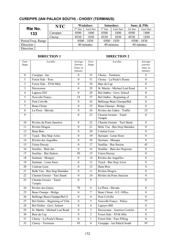 official schedule route 133