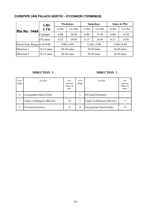 official schedule route 144A