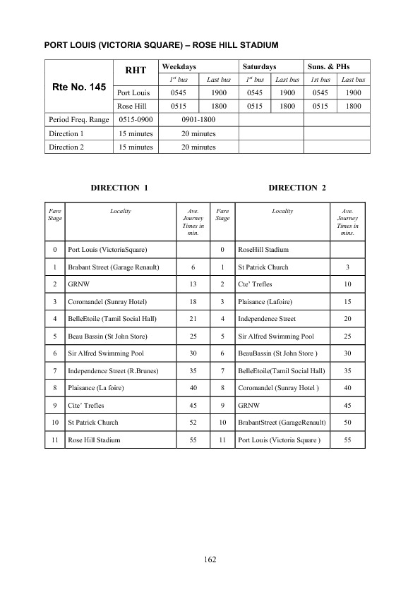 official schedule route 145