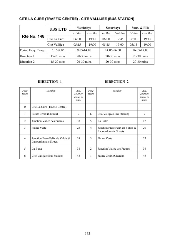 official schedule route 148