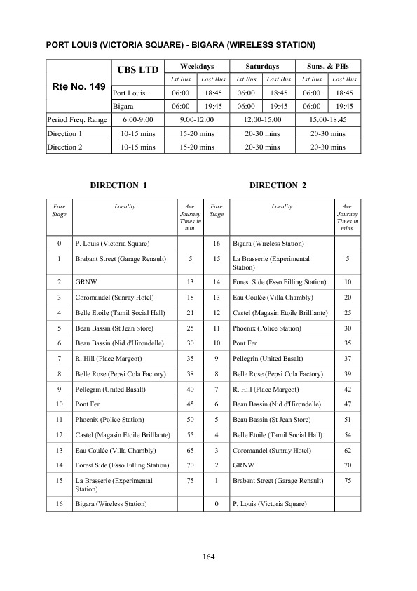 official schedule route 149