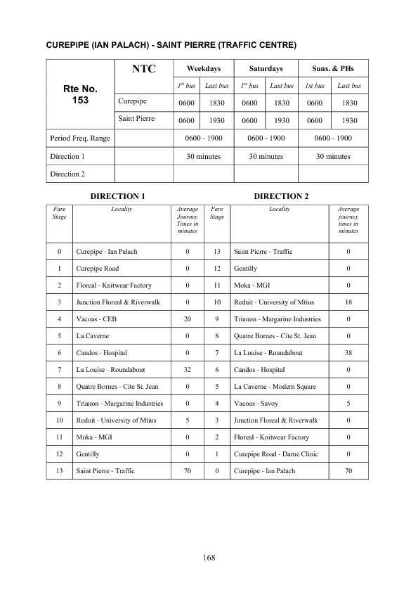 official schedule route 153