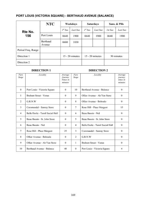 official schedule route 156