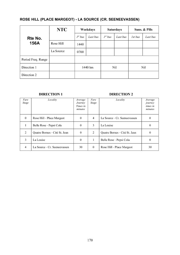 official schedule route 156A