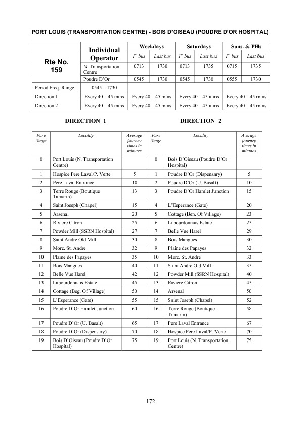 official schedule route 159