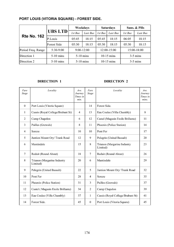 official schedule route 162