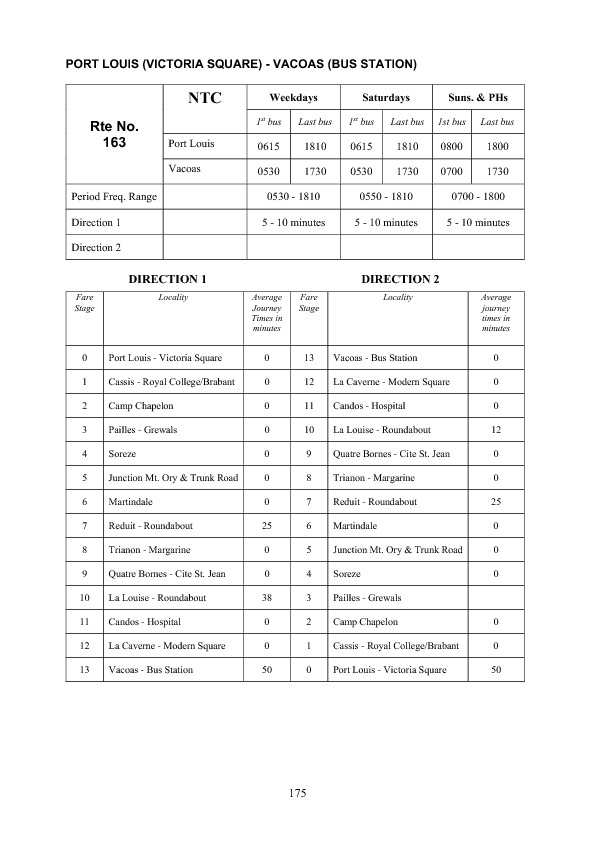 official schedule route 163