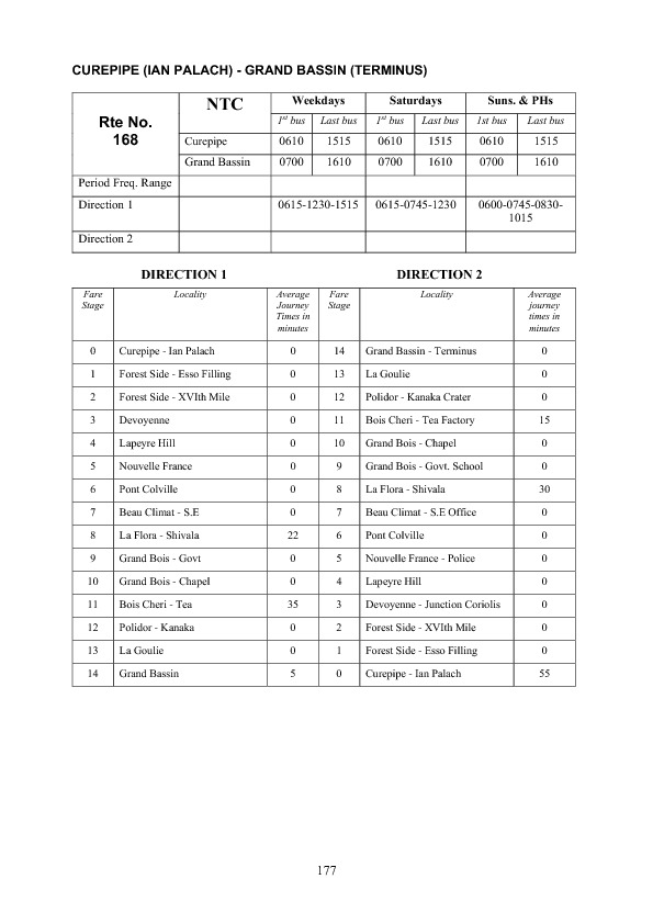 official schedule route 168