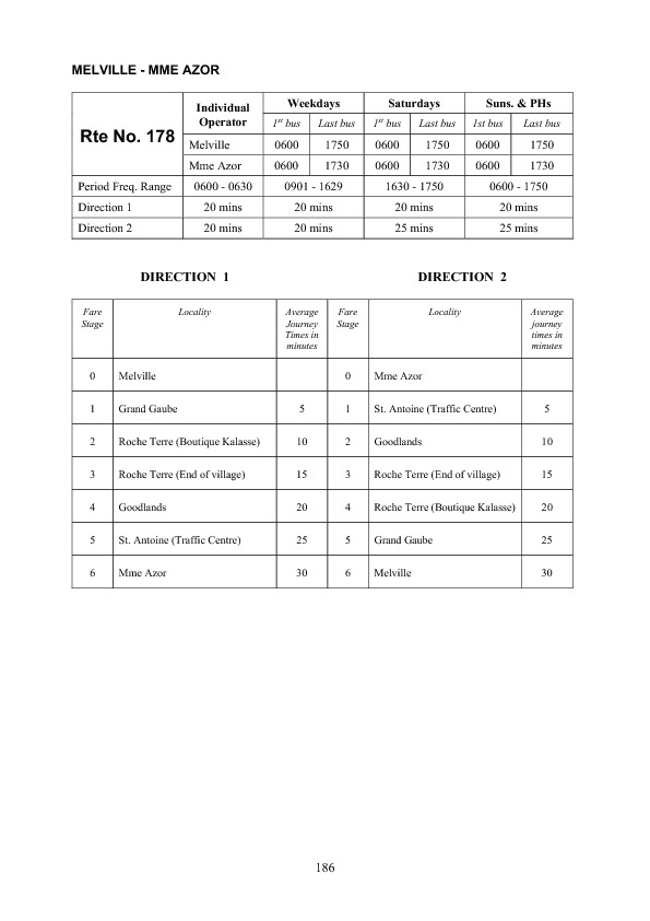 official schedule route 178