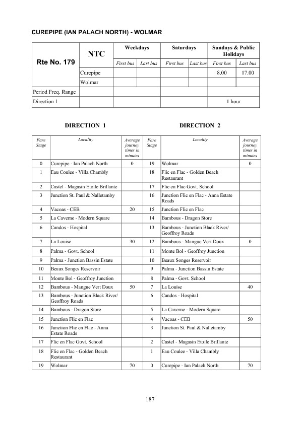 official schedule route 179