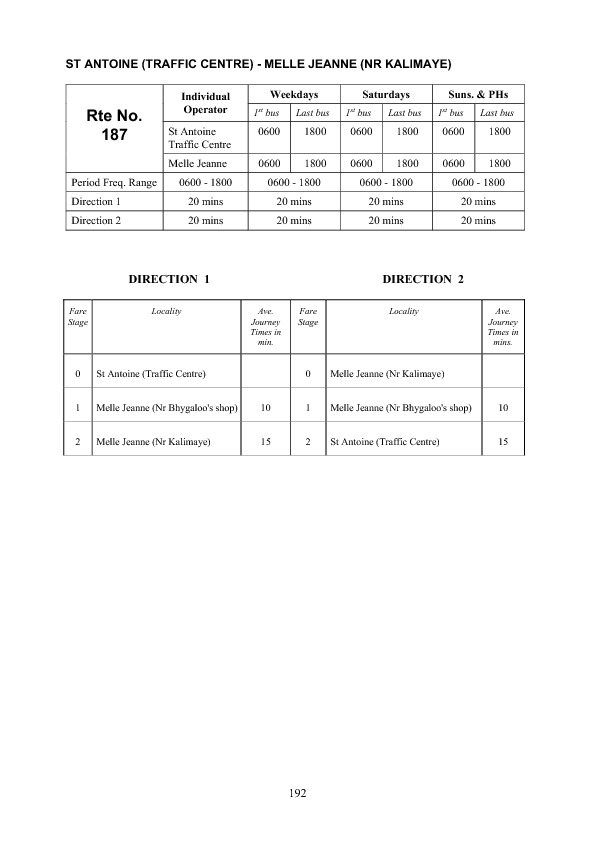 official schedule route 187