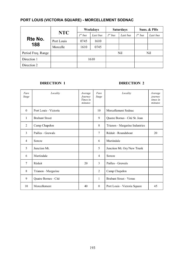 official schedule route 188