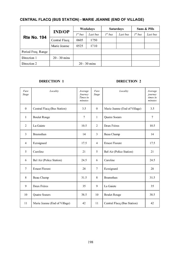 official schedule route 194