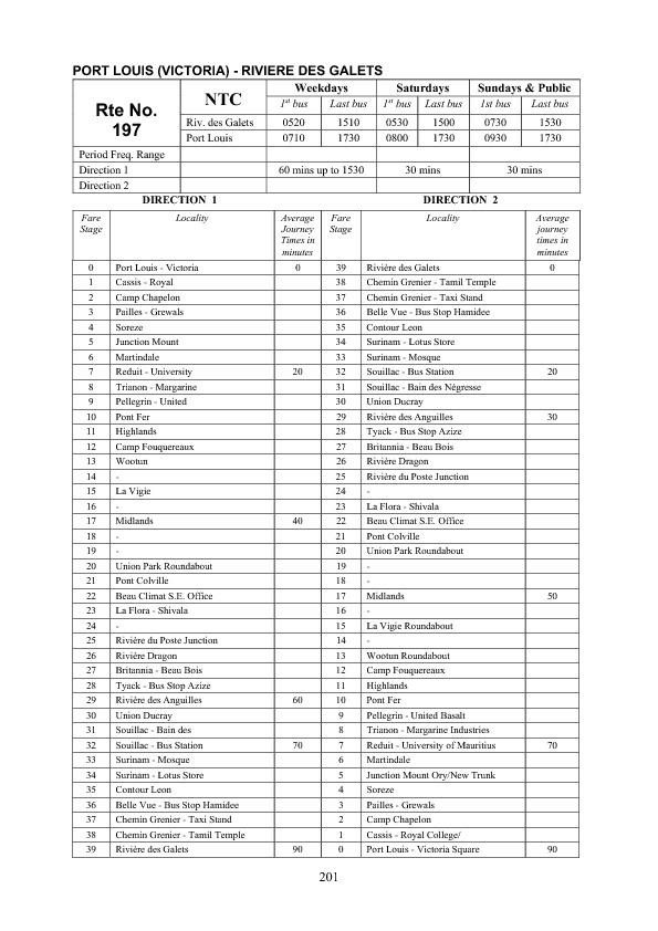 official schedule route 197