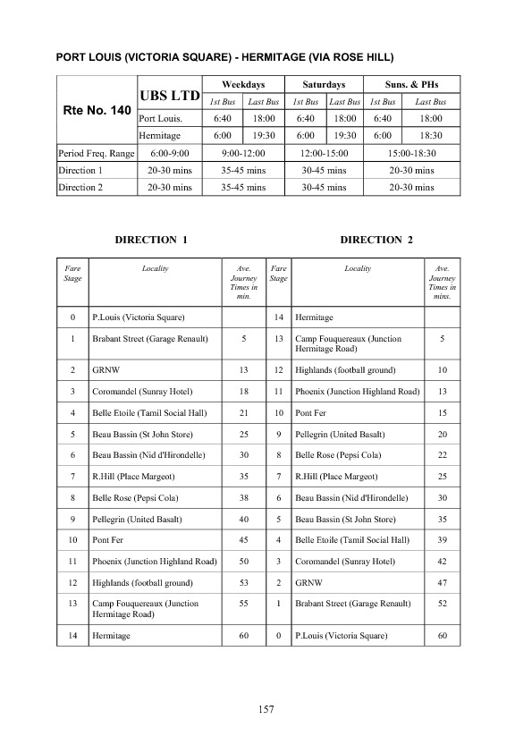 official schedule route 140