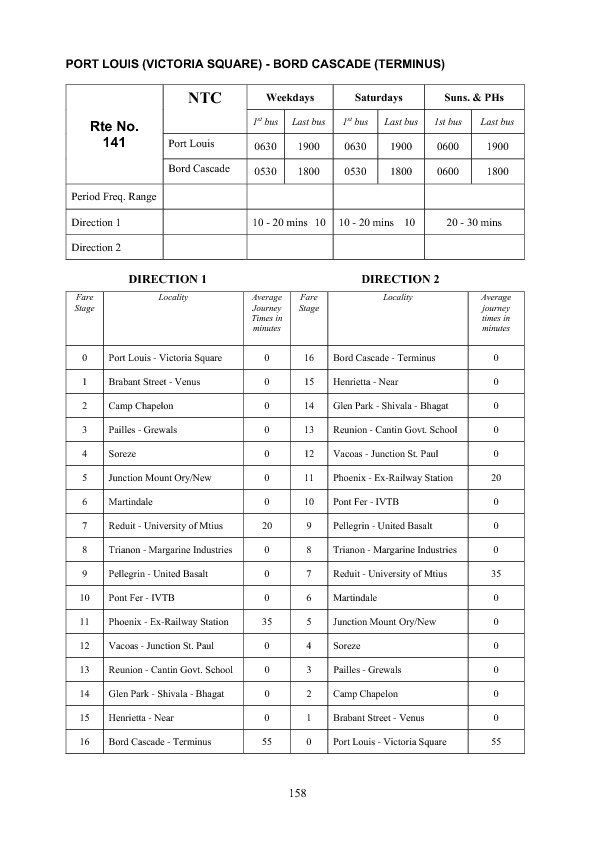 official schedule route 141