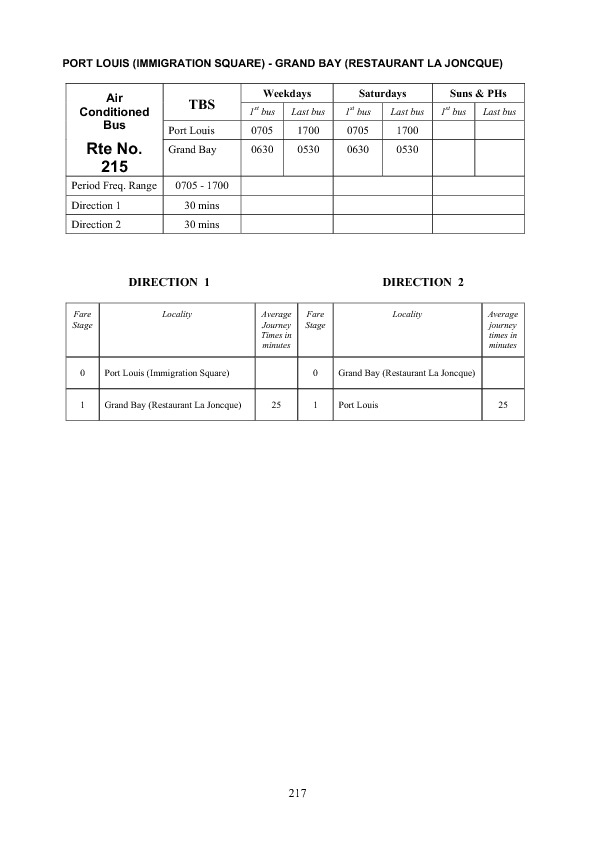 official schedule route 215