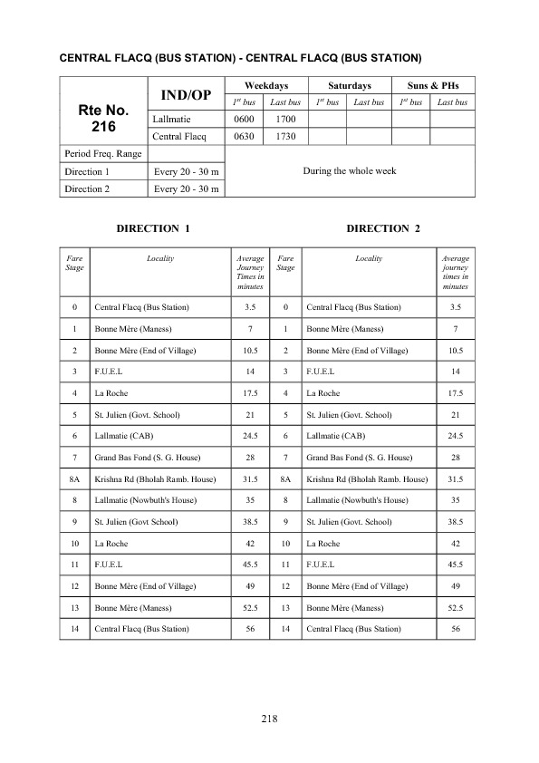 official schedule route 216