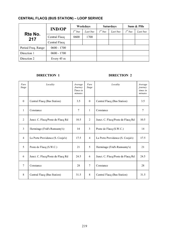 official schedule route 217