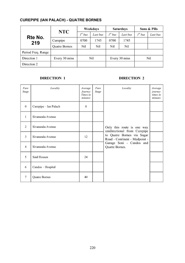 official schedule route 219