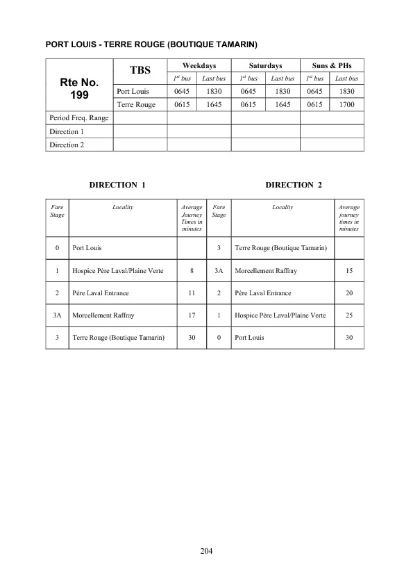 official schedule route 199