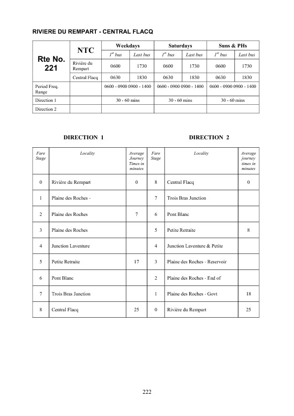 official schedule route 221