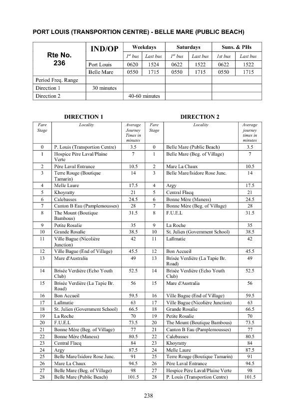 official schedule route 236