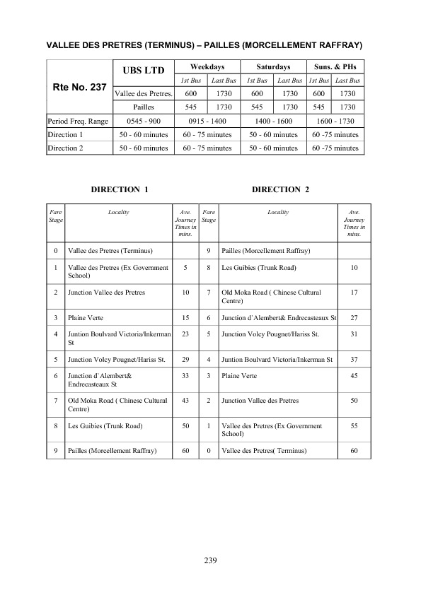 official schedule route 237