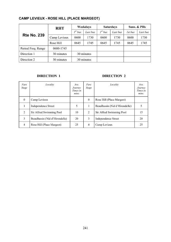 official schedule route 239