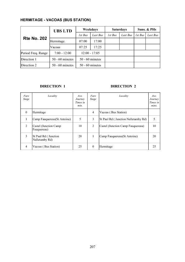 official schedule route 202